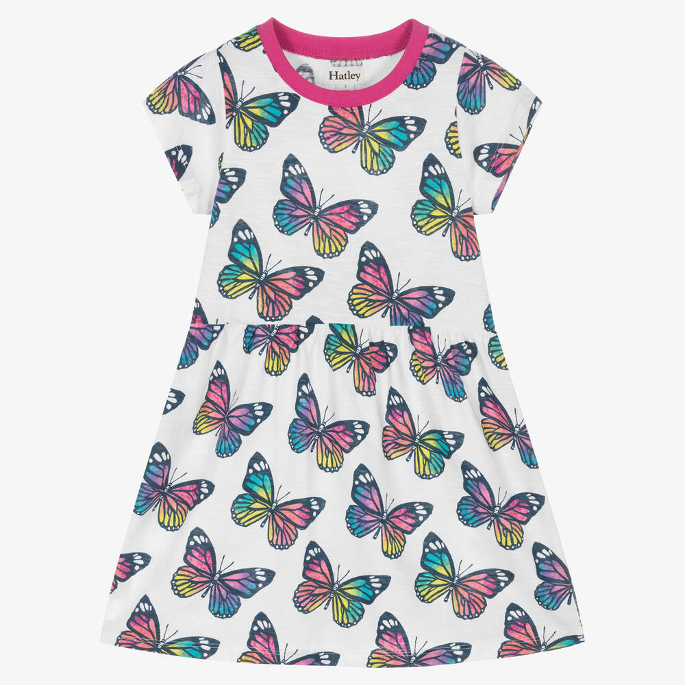 Hatley - Girls White Butterfly Dress | Childrensalon