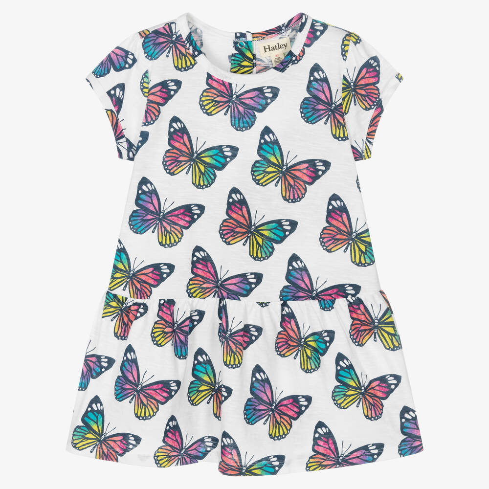 Hatley - Girls White Butterfly Print Dress | Childrensalon