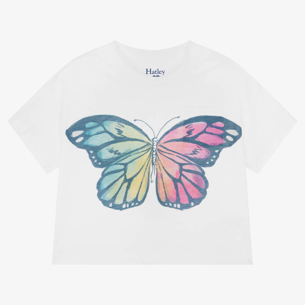 Hatley - Weißes Schmetterling-T-Shirt (M) | Childrensalon
