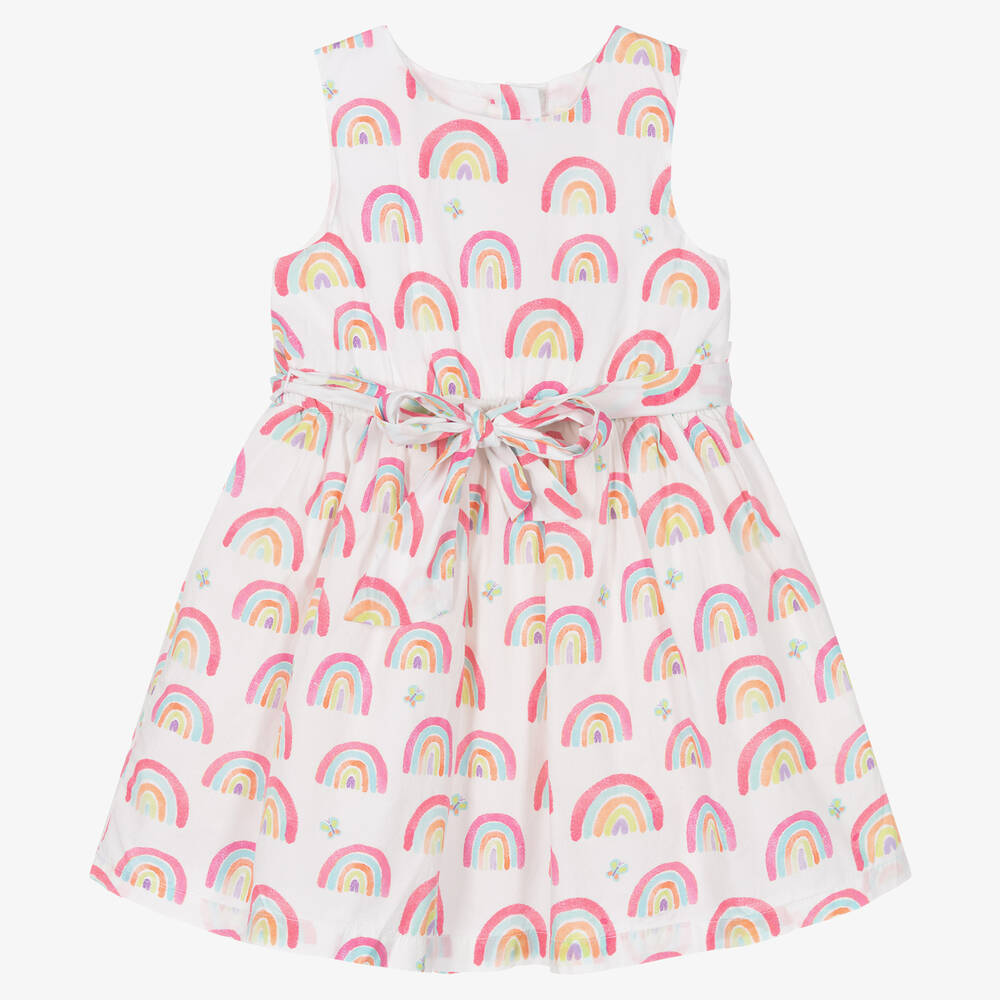 Hatley - Girls White Cotton Dress  | Childrensalon