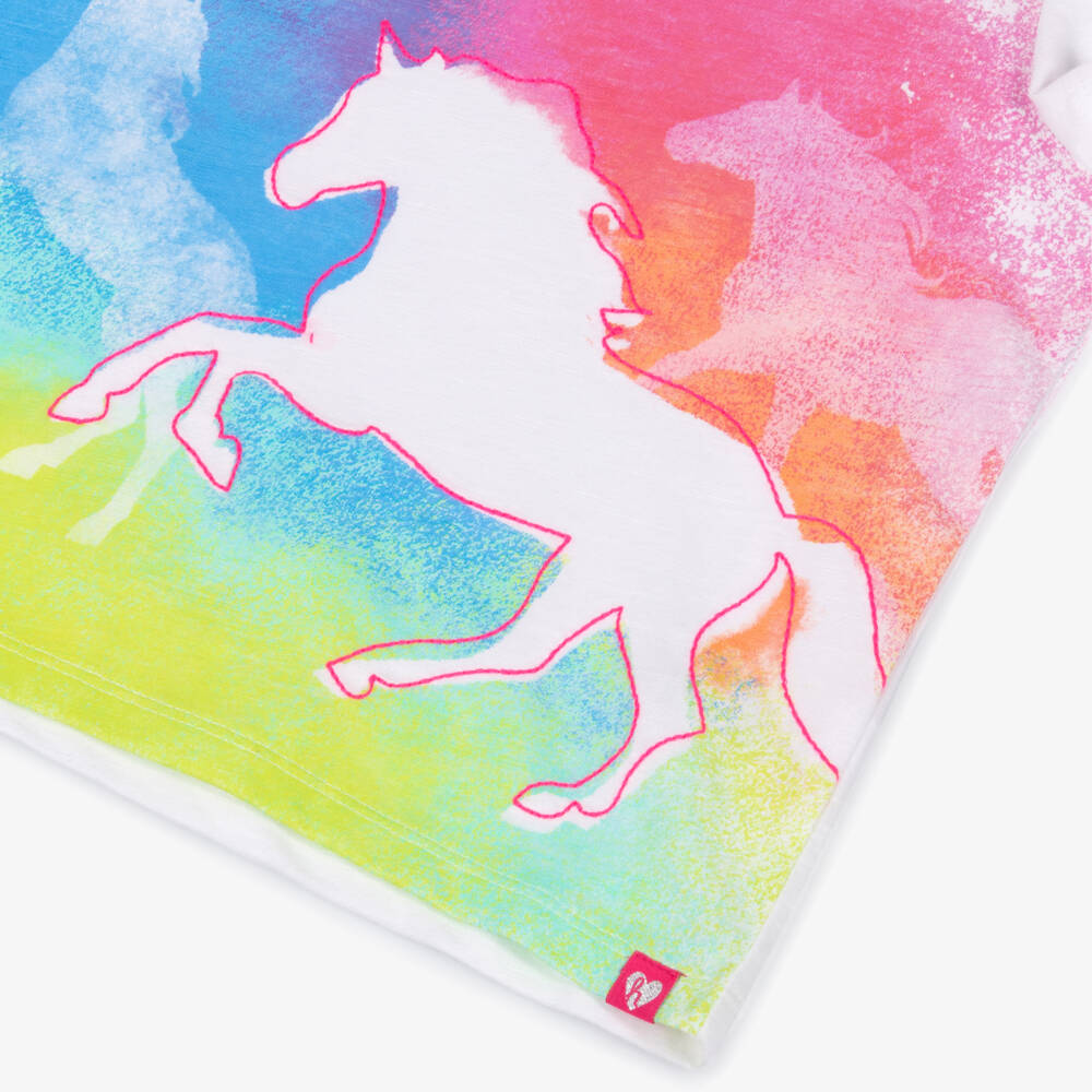 Hatley-Girls White Cotton Horse Graphic T-Shirt | Childrensalon Outlet