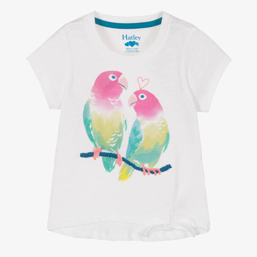 Hatley - Weißes Papageien-Baumwoll-T-Shirt  | Childrensalon