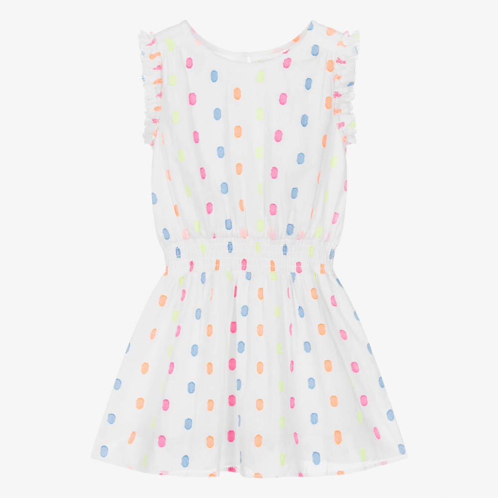 Hatley-Girls White Cotton Polka Dot Dress | Childrensalon Outlet
