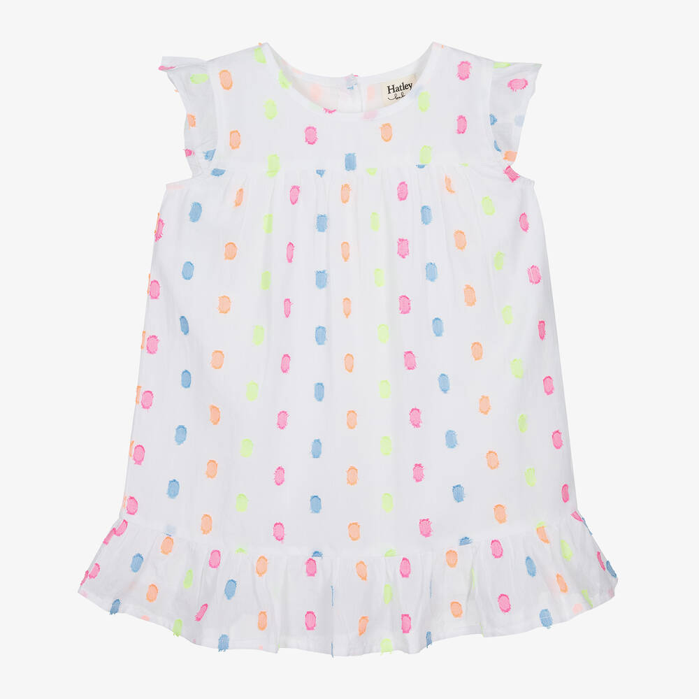 Hatley-فستان قطن فوال منقط لون أبيض | Childrensalon Outlet