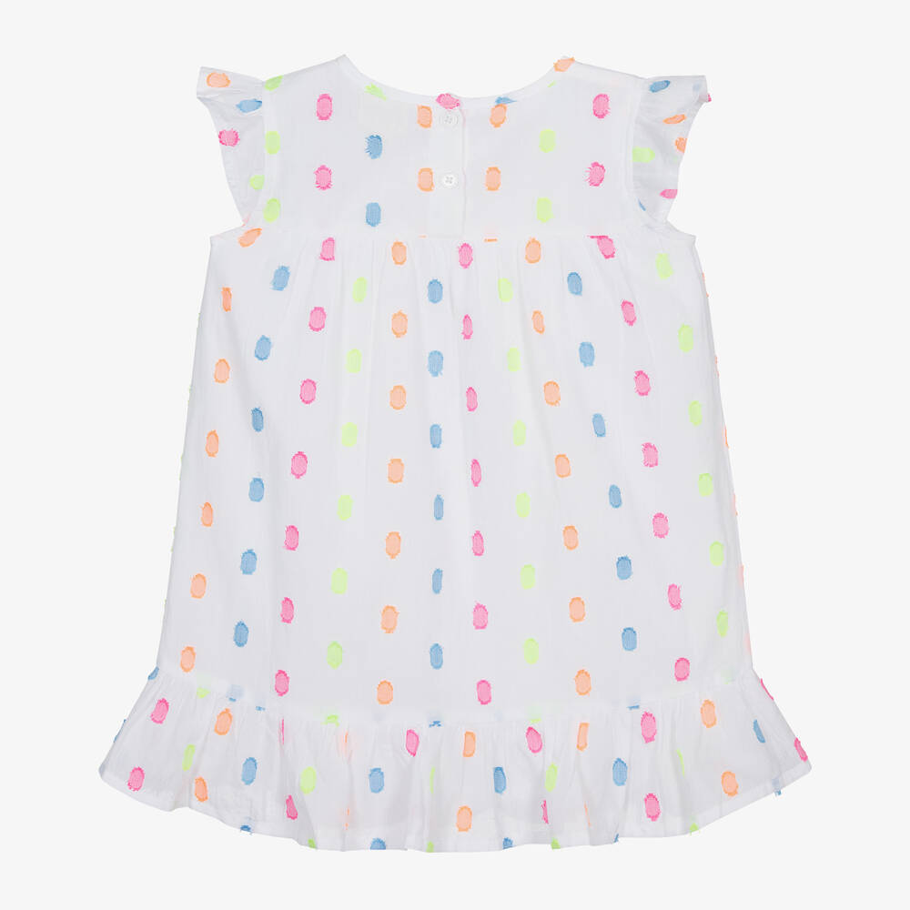Hatley-Girls White Cotton Polka Dot Dress | Childrensalon Outlet