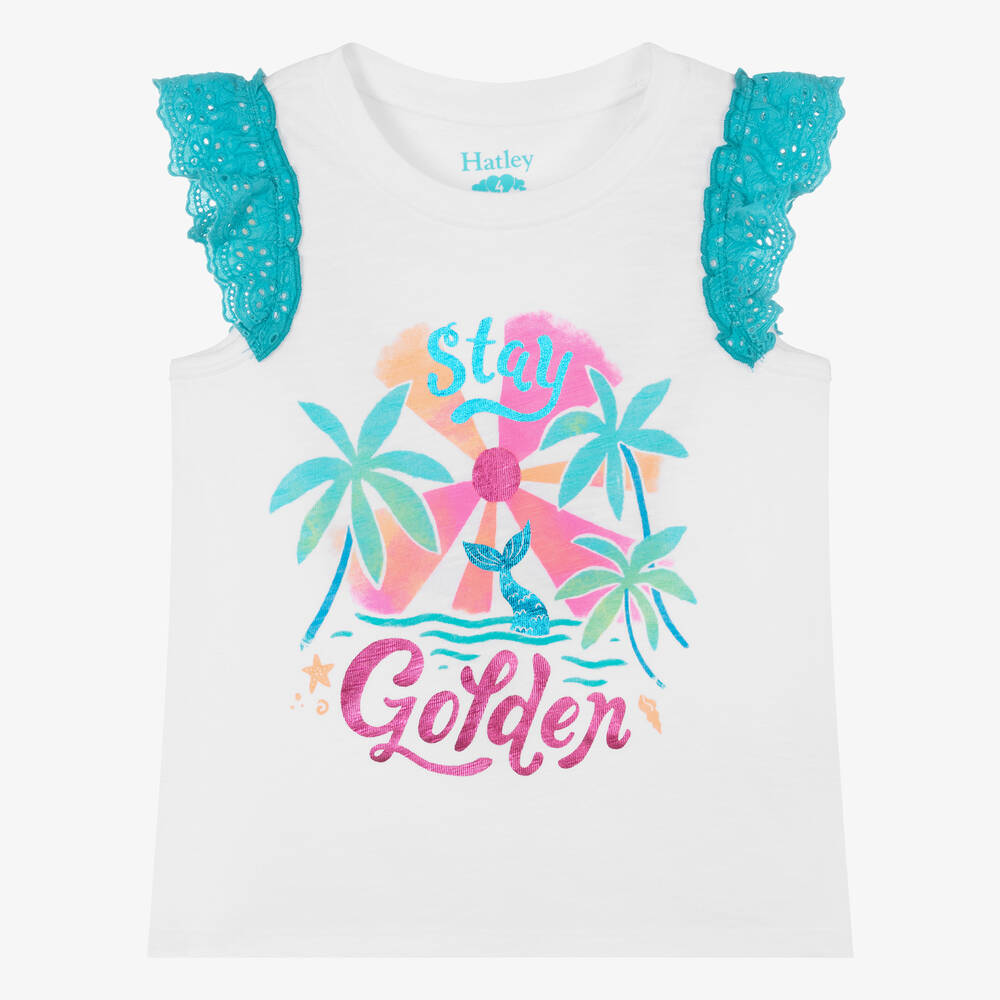 Hatley-Girls White Cotton Sunshine T-Shirt | Childrensalon Outlet