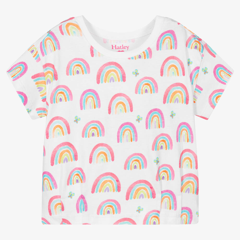 Hatley - Girls White Cotton T-Shirt | Childrensalon