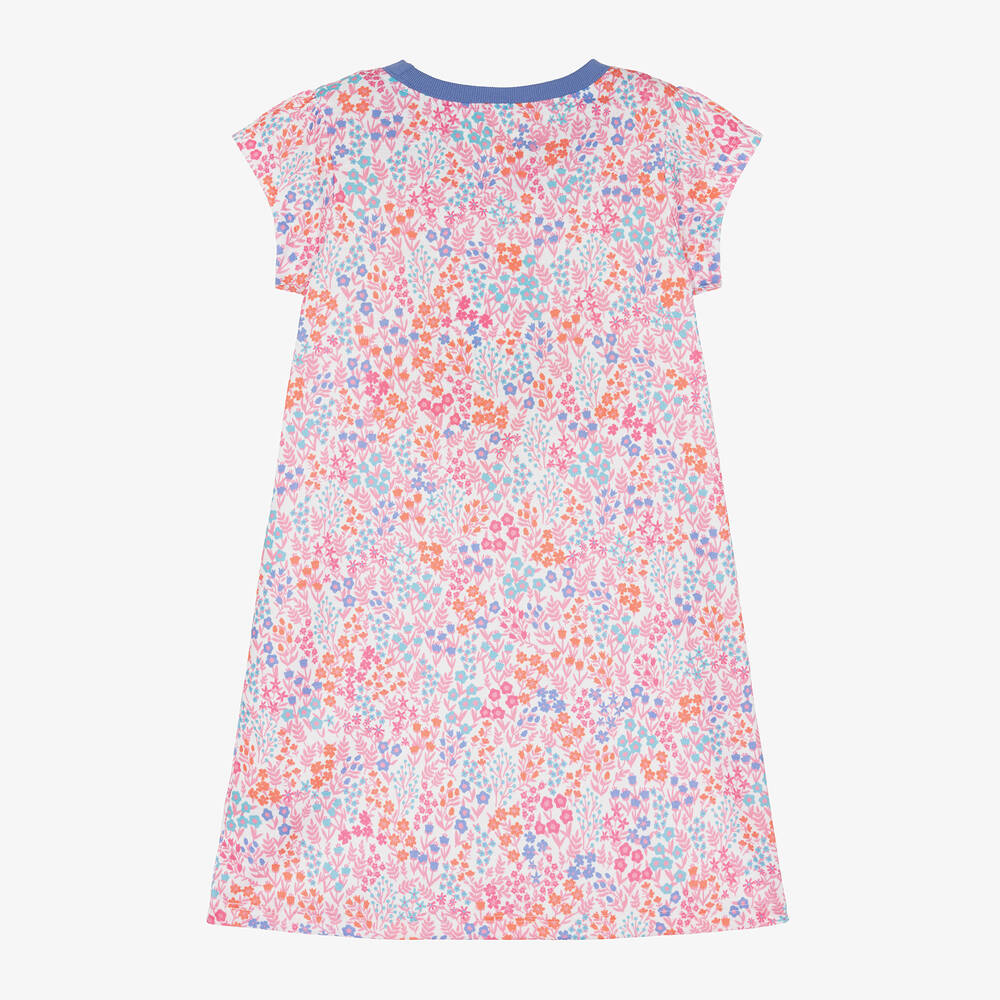 هاتلي-قميص نوم جيرسي لون أبيض بطبعة ورود للبنات | Childrensalon Outlet