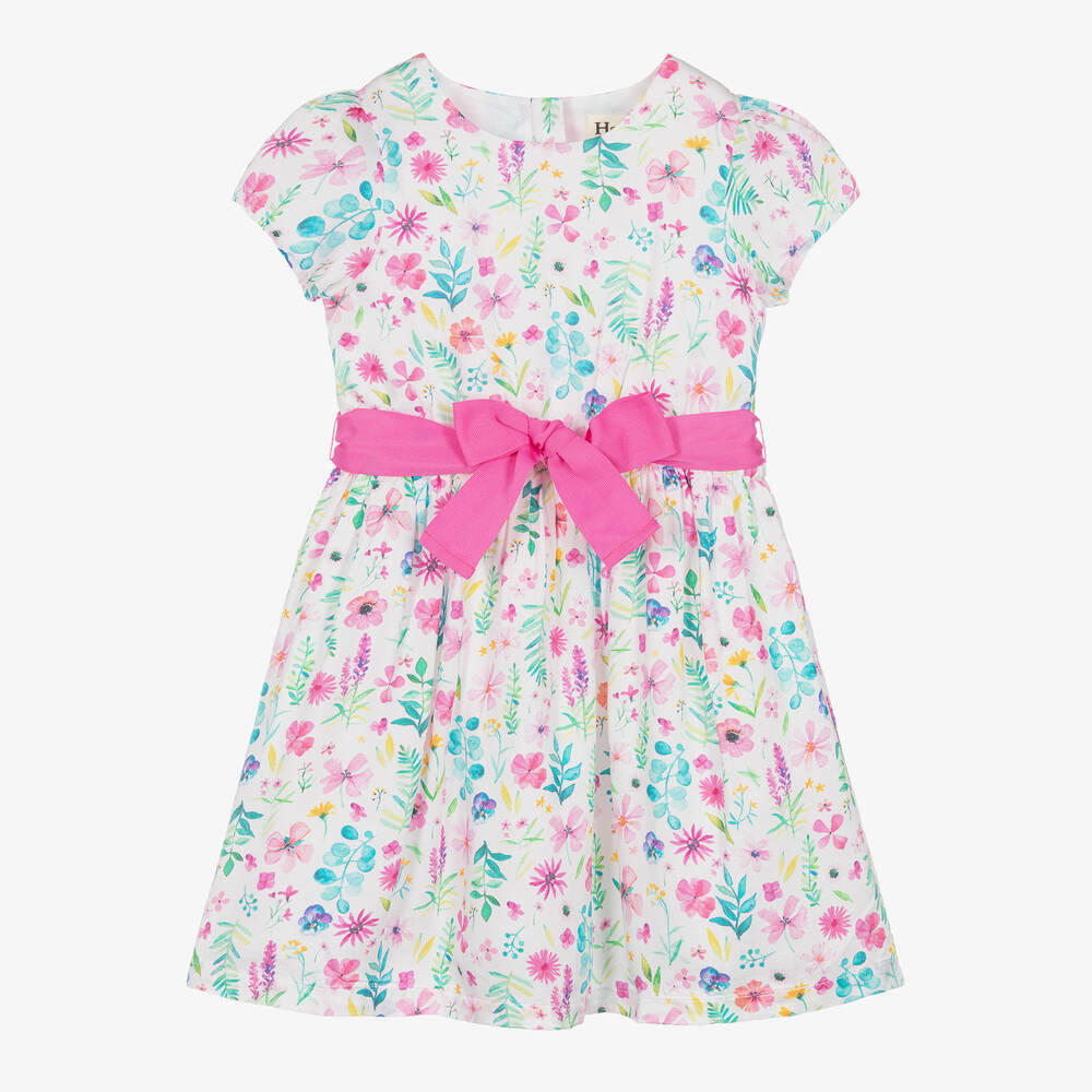 Hatley-فستان مودال جيرسي لون أبيض بطبعة ورود | Childrensalon Outlet