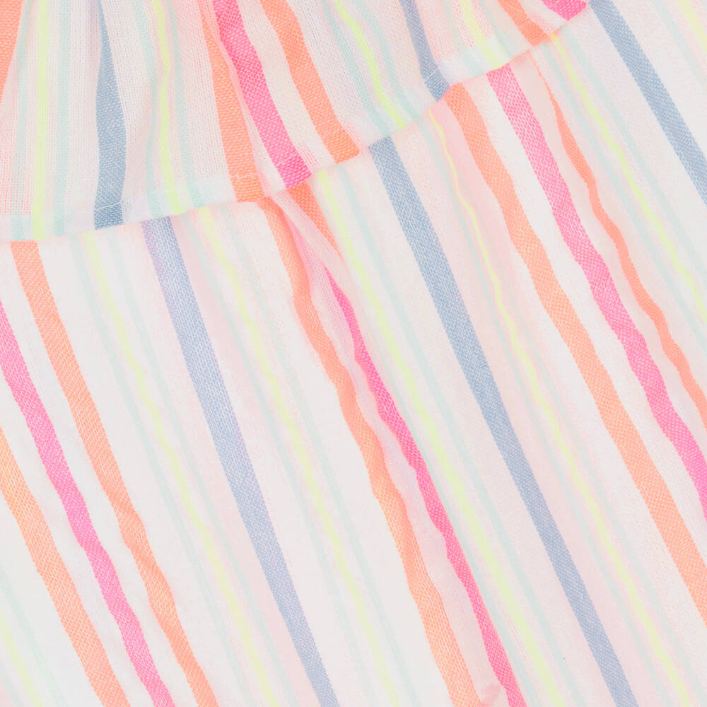 Hatley-فستان مزيج قطن لون أبيض وزهري نيون | Childrensalon Outlet