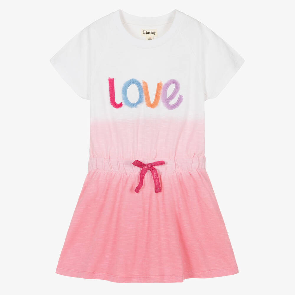 Hatley - Girls White & Pink Ombré Cotton Dress | Childrensalon