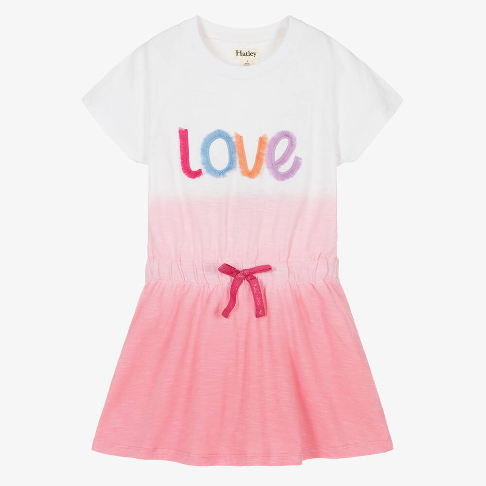 Hatley-Бело-розовое хлопковое платье с эффектом омбре | Childrensalon Outlet