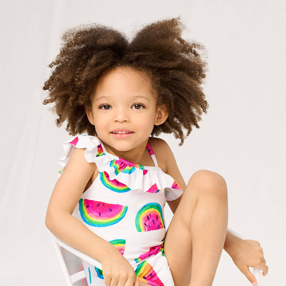 Hatley-Girls White Swimsuit (UPF50+) | Childrensalon Outlet