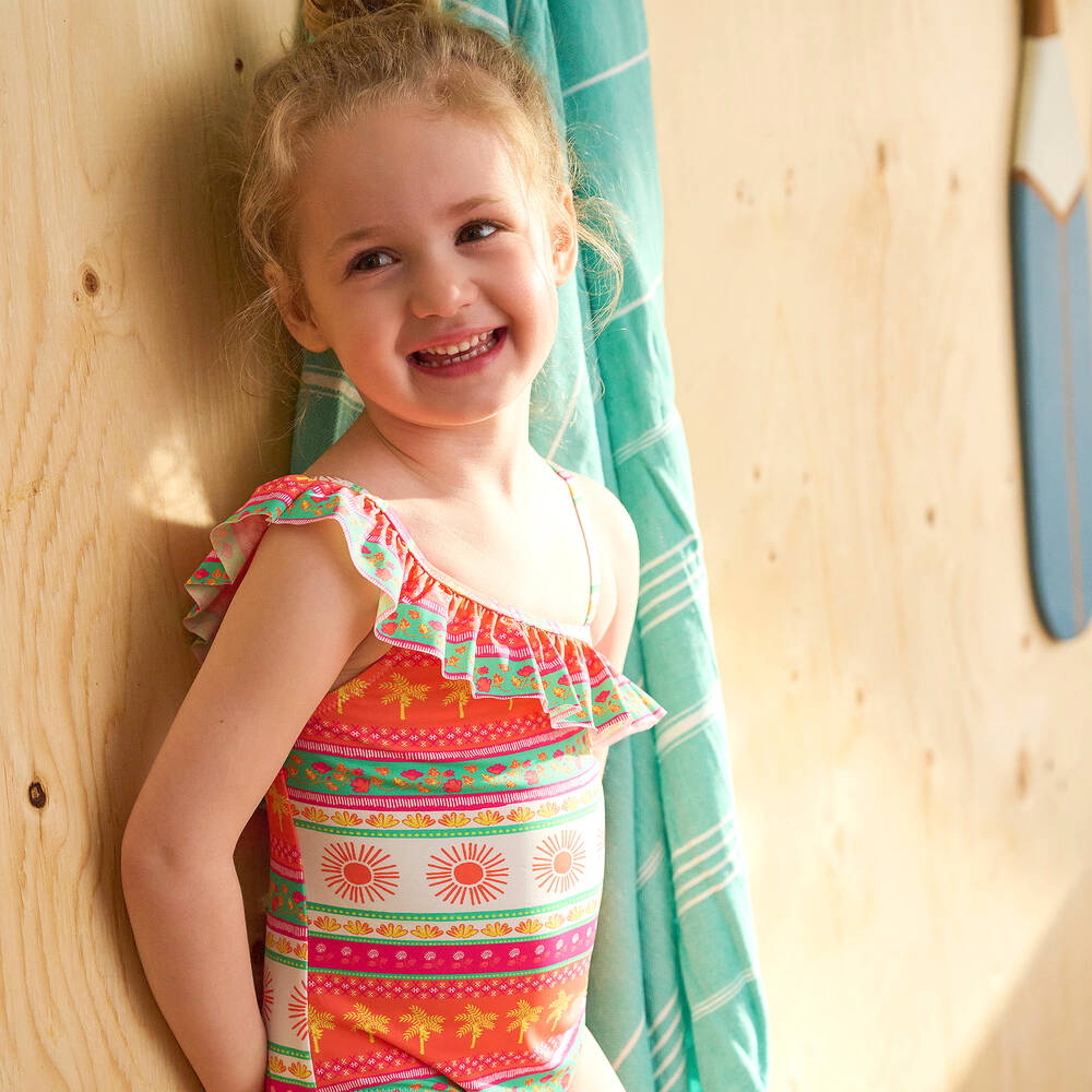 Hatley-Белый купальник с тропическим мотивом для девочек (UPF50+) | Childrensalon Outlet