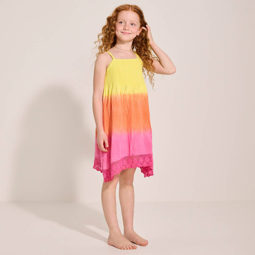 Hatley-Girls Yellow & Pink Ombré Viscose Dress | Childrensalon Outlet
