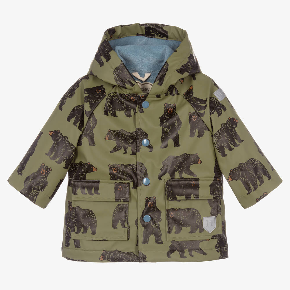 Hatley - Green Bears Baby Raincoat  | Childrensalon
