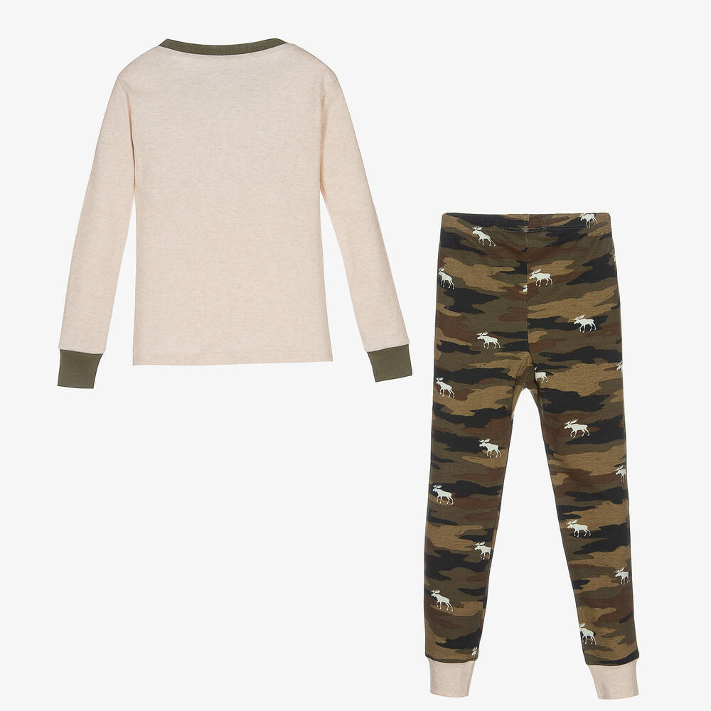 Маленький голубой домик от Hatley-Кремово-зеленая пижама с принтом лося | Childrensalon Outlet