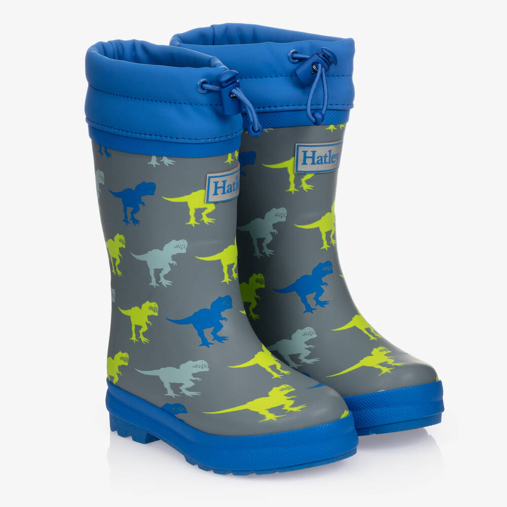 Hatley - Graue Stiefel mit Dino-Muster | Childrensalon