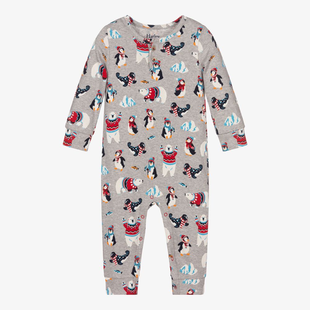 Hatley - Grauer Overall mit Pinguinen | Childrensalon