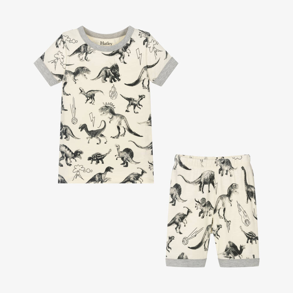 Hatley-Ivory & Charcoal Dinosaur Sleep Set | Childrensalon Outlet
