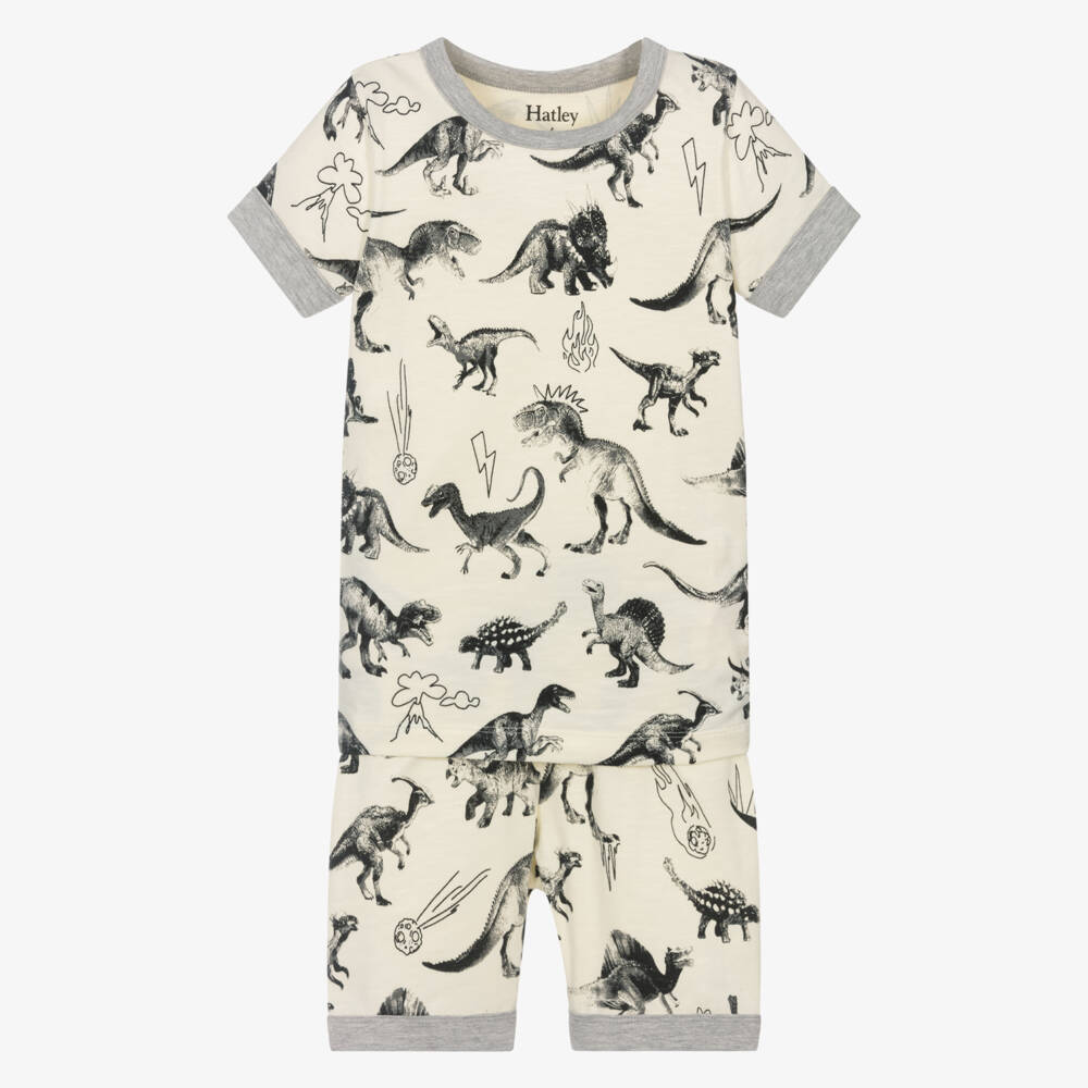 Hatley-Ivory & Charcoal Dinosaur Sleep Set | Childrensalon Outlet