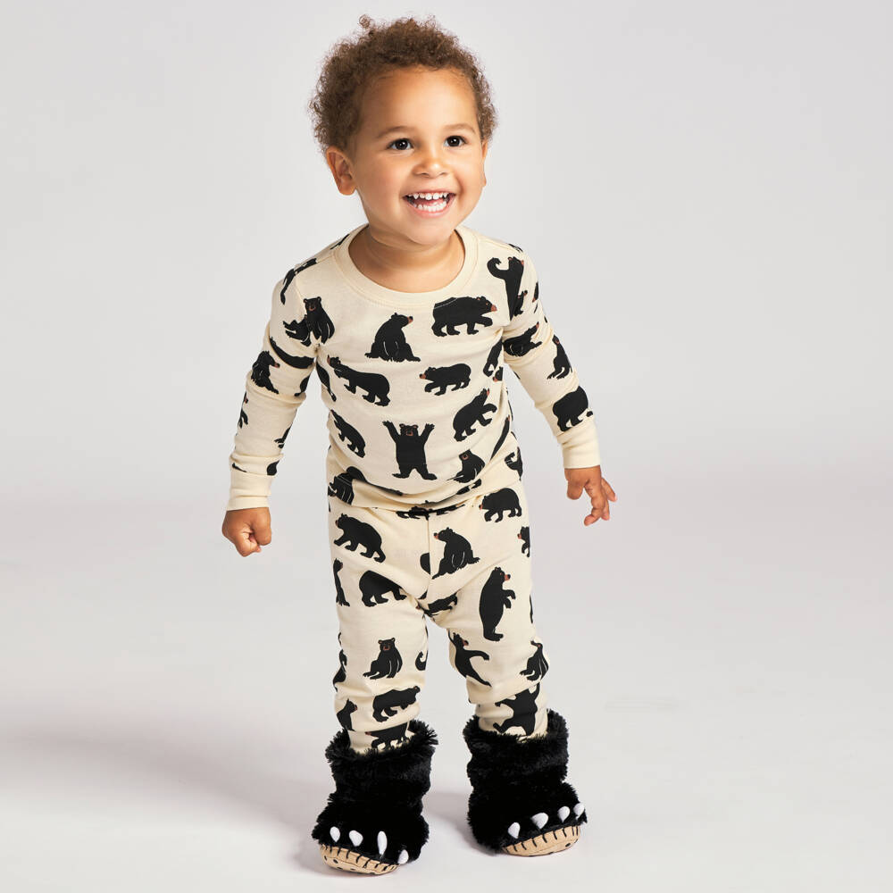 Little Blue House by Hatley-Ivory Cotton Bear Long Pyjamas | Childrensalon Outlet
