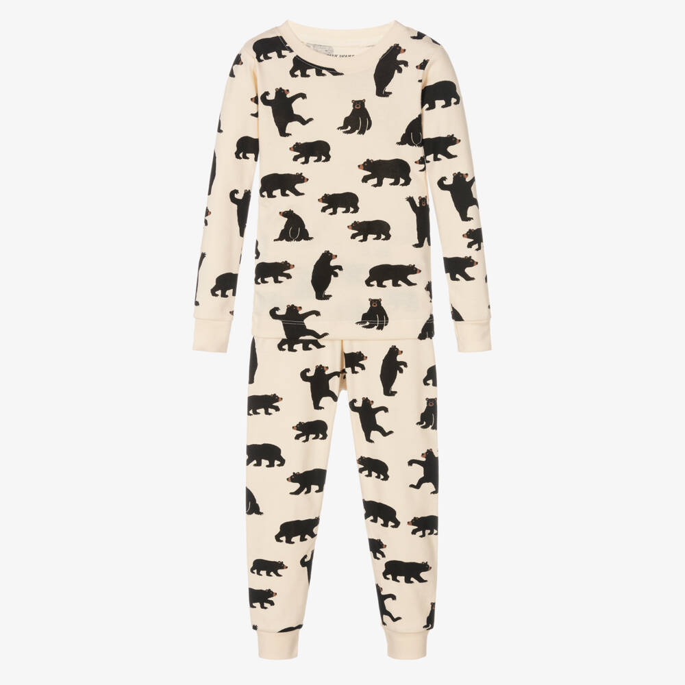 Little Blue House by Hatley-Ivory Cotton Bear Long Pyjamas | Childrensalon Outlet