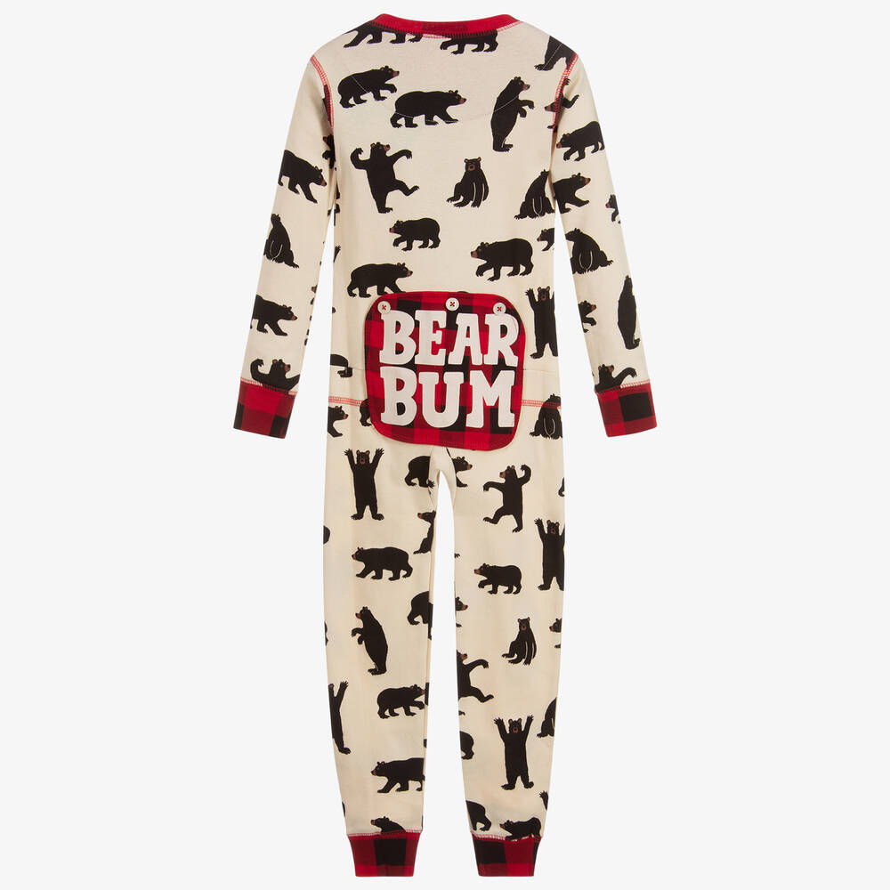 Little Blue House by Hatley-Ivory Cotton Bear Onesie Pyjamas | Childrensalon Outlet