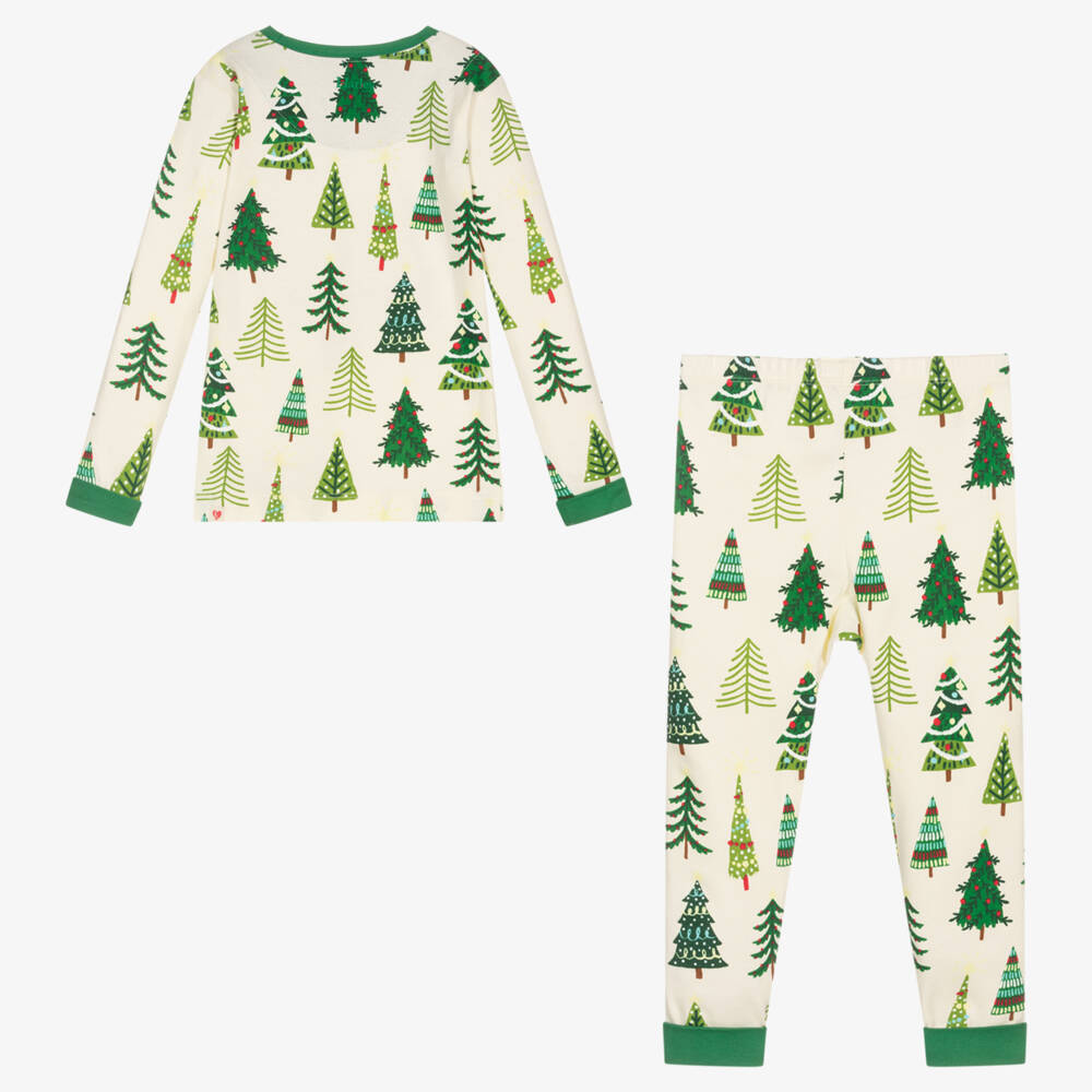Hatley-Ivory Cotton Christmas Tree Pyjamas | Childrensalon Outlet