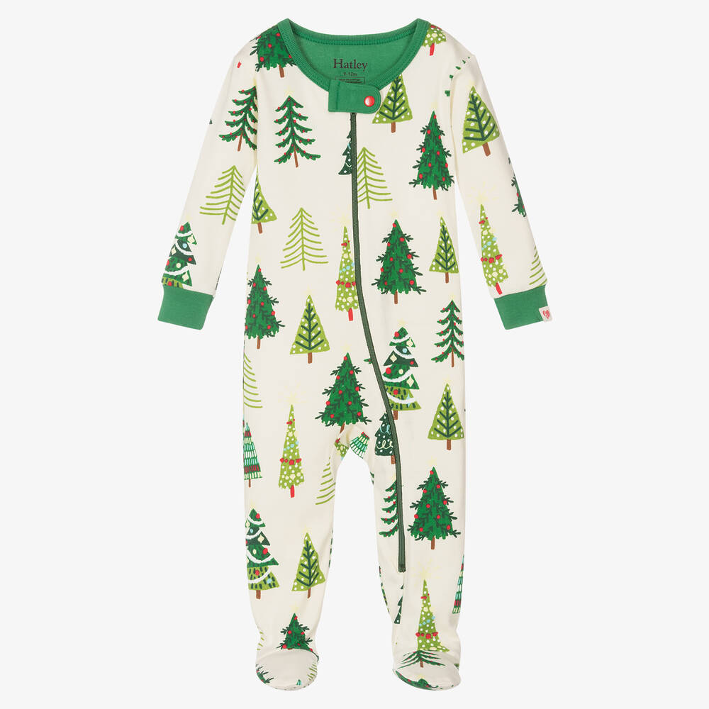 Hatley - Ivory Cotton Festive Babygrow | Childrensalon