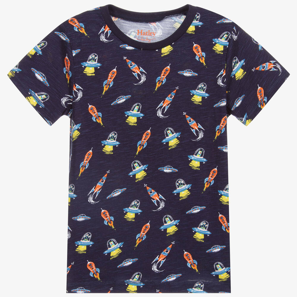 Hatley-Navy Blue Cotton T-Shirt | Childrensalon Outlet
