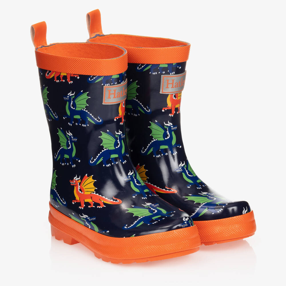 Hatley - Navy Blue Dragons Rain Boots | Childrensalon