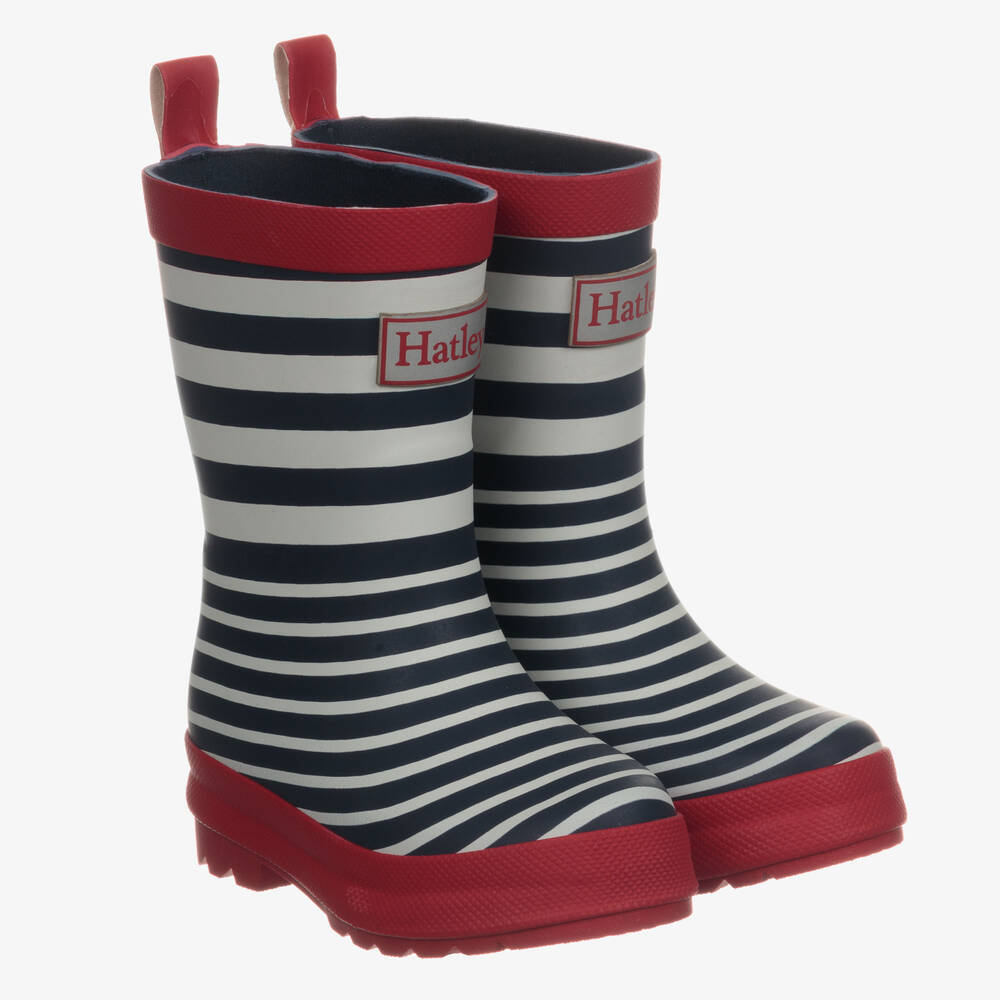 Hatley - Navy Blue Striped Rain Boots | Childrensalon