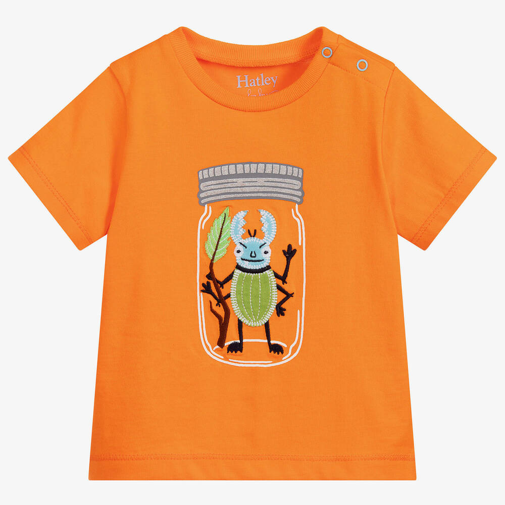 Hatley - Orange Cotton Beetle T-Shirt  | Childrensalon