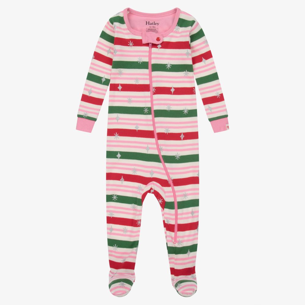 Hatley - Pink & Green Cotton Babygrow | Childrensalon