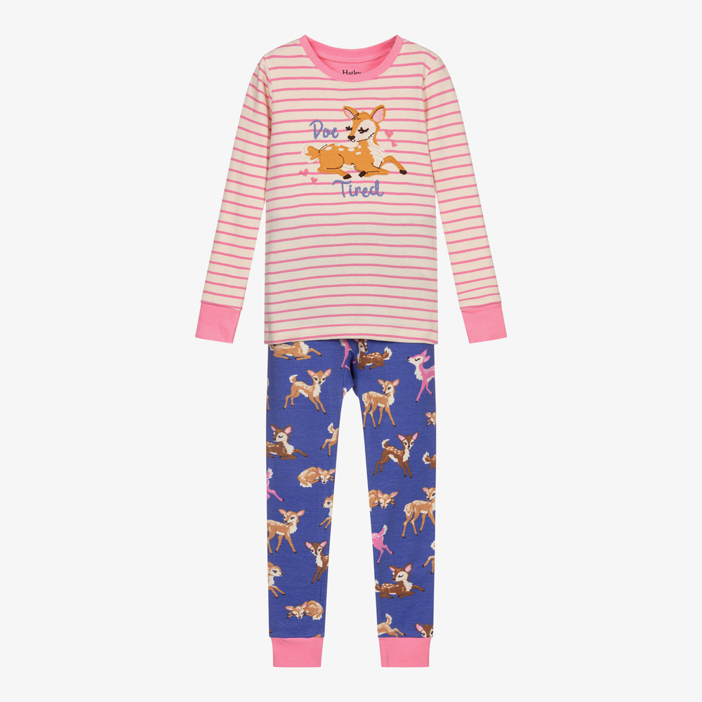 Hatley - Розово-фиолетовая пижама с оленятами | Childrensalon