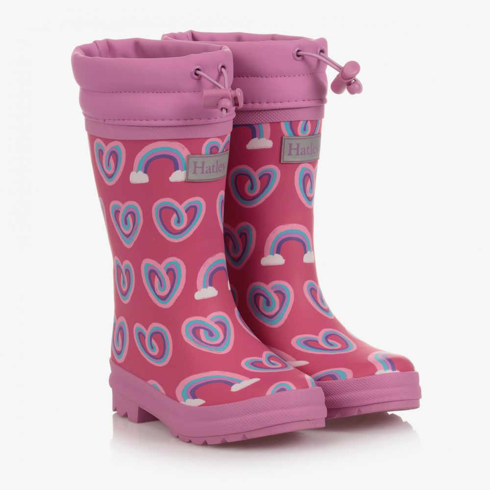 Hatley - Rosa Regenstiefel mit Regenbogen | Childrensalon