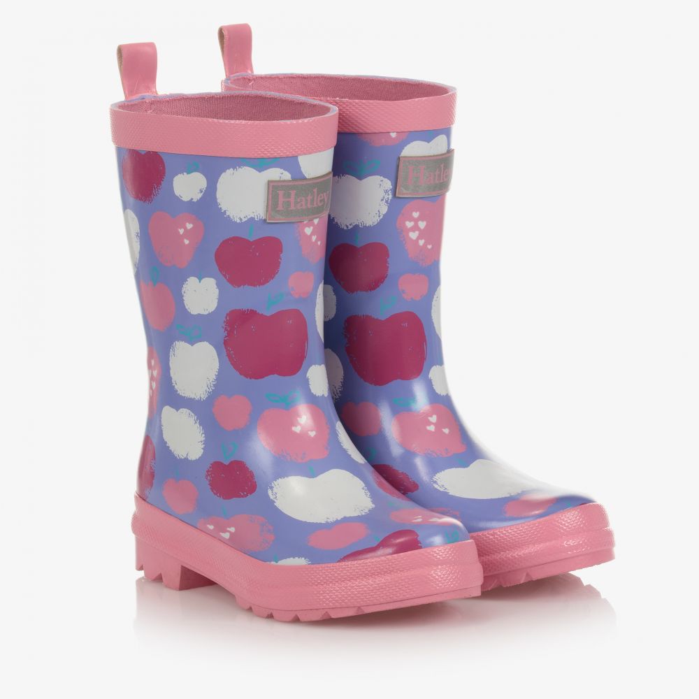 Hatley - Violette Regenstiefel mit Äpfeln | Childrensalon