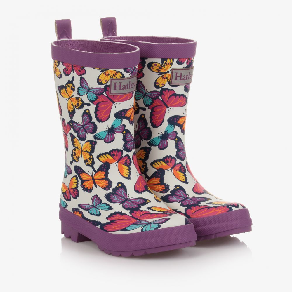 Hatley - Violette Regenstiefel mit Schmetterlingen | Childrensalon