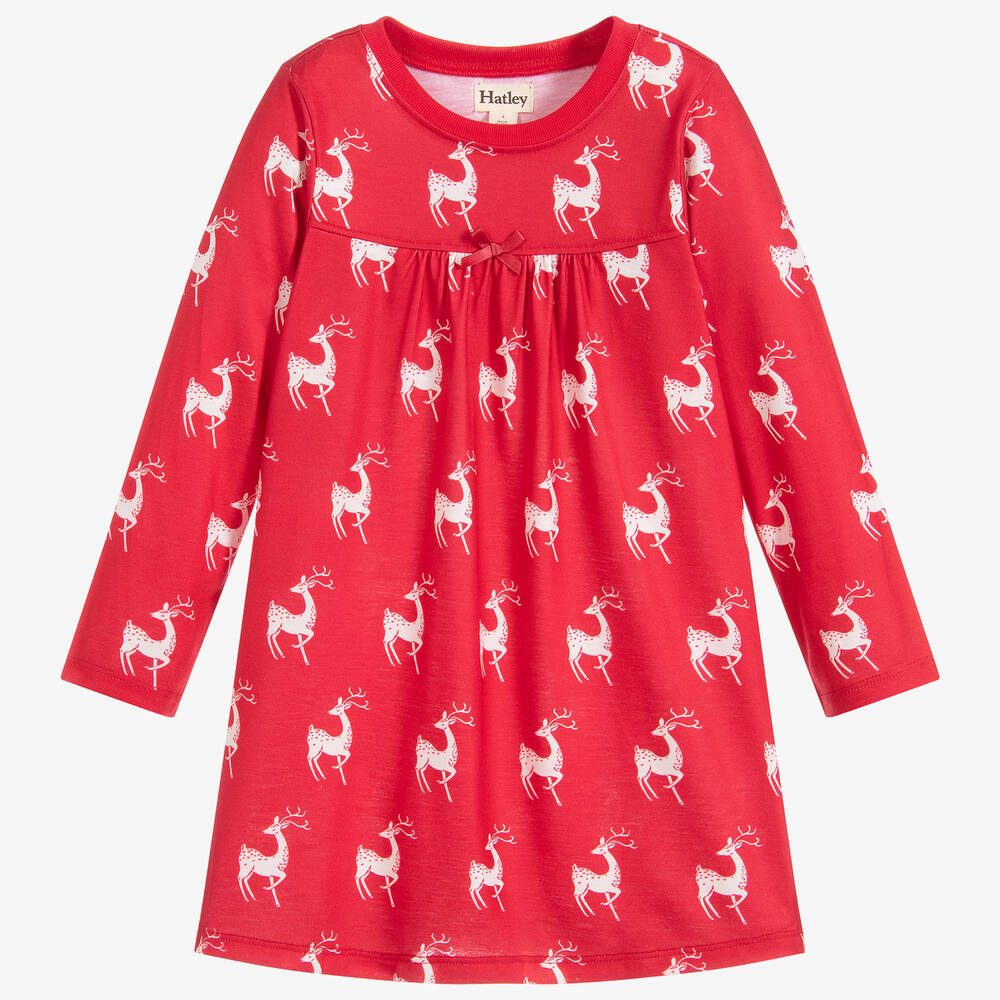 Hatley - فستان نوم جيرسي لون أحمر و ابيض  | Childrensalon