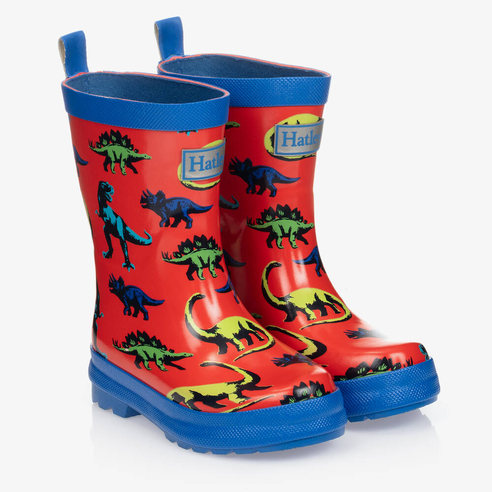 Hatley - Rote Regenstiefel mit Dino-Muster | Childrensalon