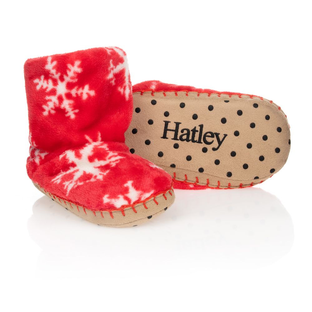 Hatley - Red Snowflakes Fleece Slippers | Childrensalon