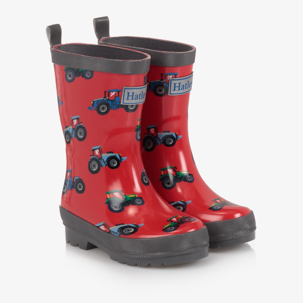 Hatley - Bottes de pluie rouges Tracteur | Childrensalon