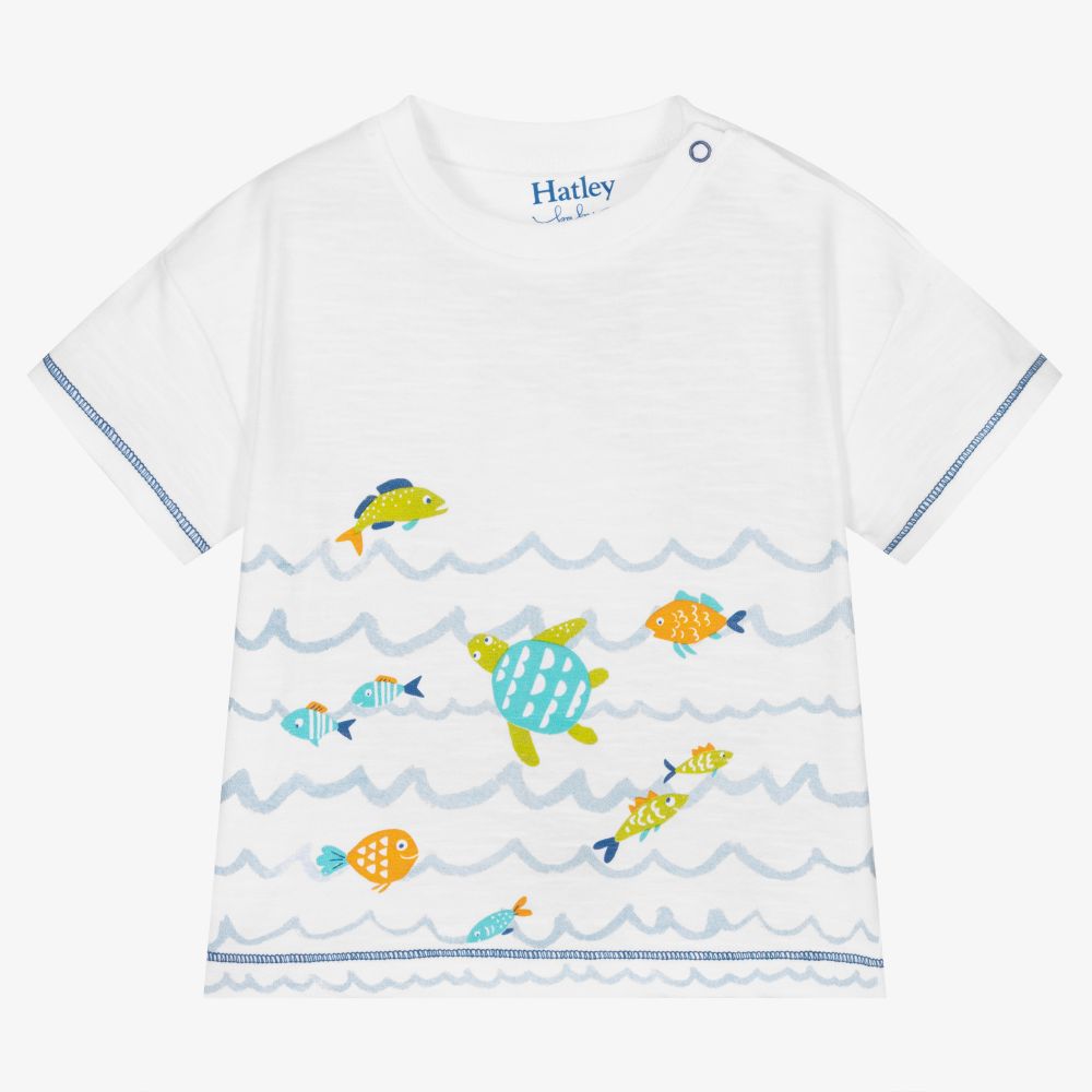 Hatley - White Cotton Jersey T-Shirt | Childrensalon