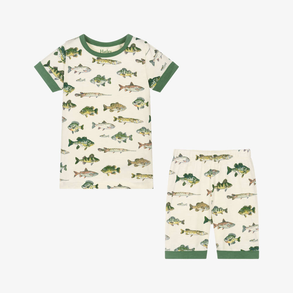 Hatley-Young Gentlemen's Green & Ivory Fish Sleepwear | Childrensalon Outlet