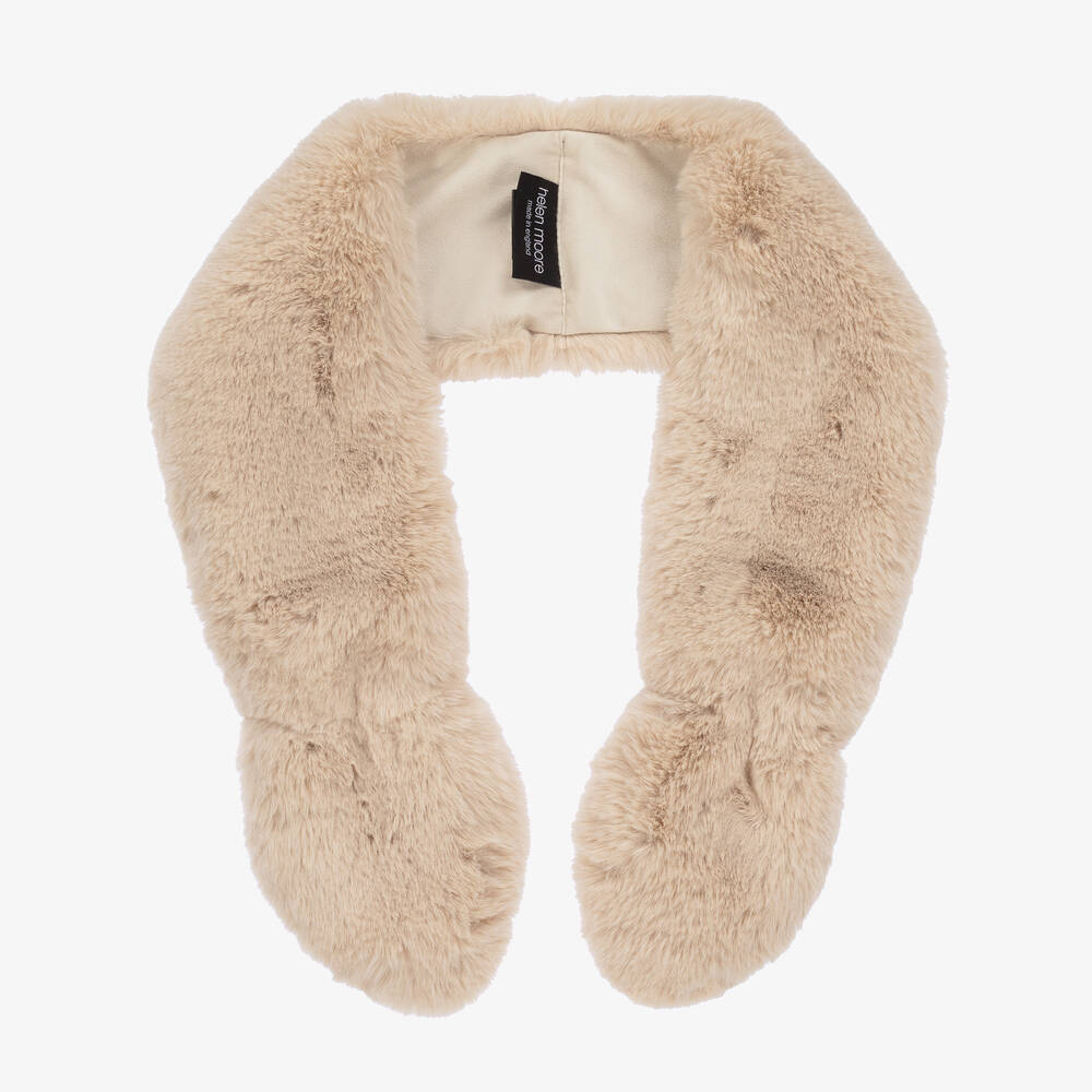 Helen Moore - Girls Beige Faux Fur Scarf | Childrensalon Outlet
