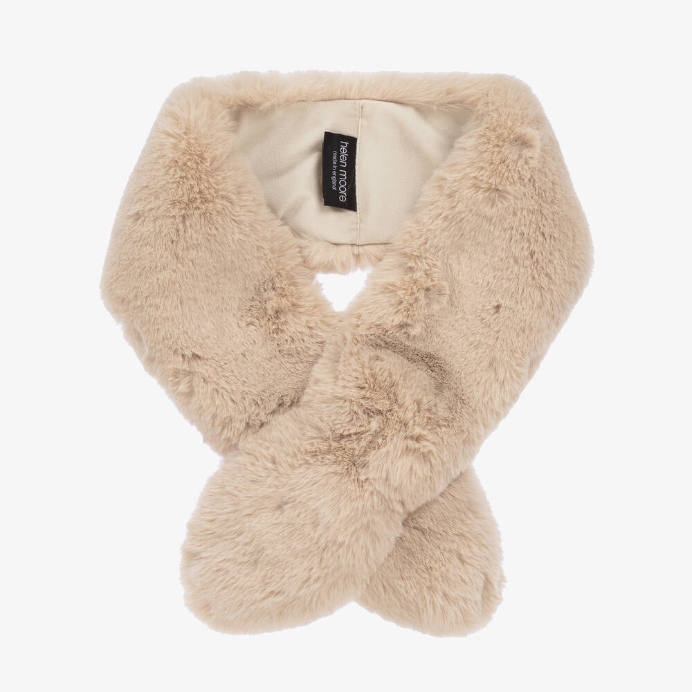 Helen Moore-Girls Beige Faux Fur Scarf | Childrensalon Outlet
