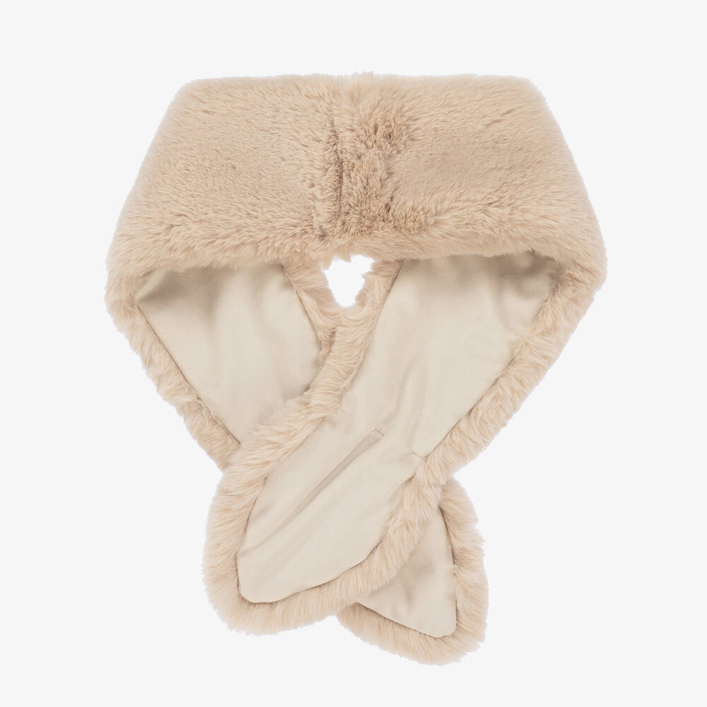 Helen Moore - Girls Beige Faux Fur Scarf | Childrensalon Outlet
