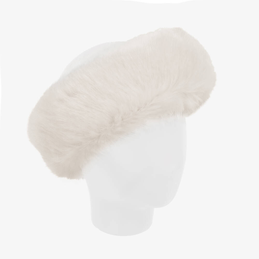 Helen Moore-Girls Cream Plush Fur Headband | Childrensalon Outlet
