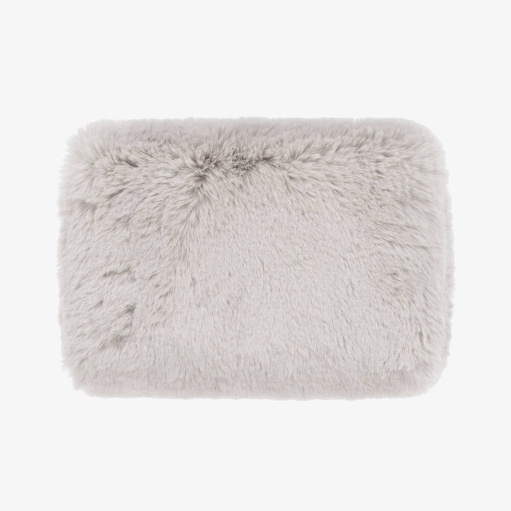 Helen Moore-Girls Grey Faux Fur Hand Muff (25cm) | Childrensalon Outlet